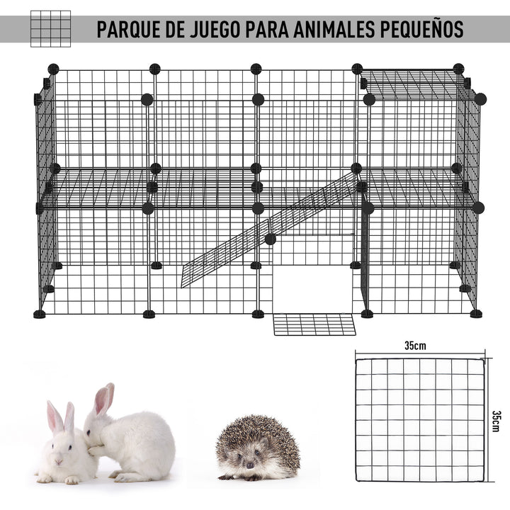 Cerca de metal com 36 painéis Pequenos animais Destacáveis DIY Design Preto 146x73x73cm