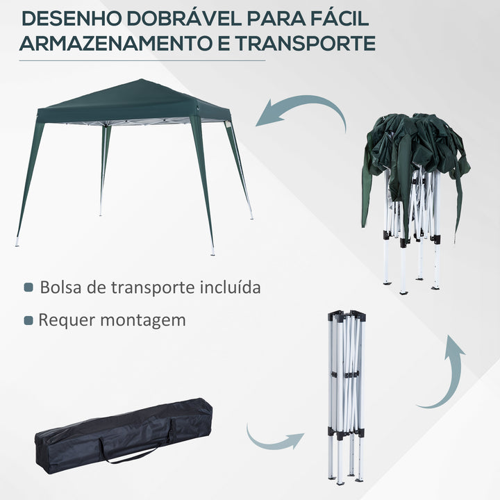Tenda Dobrável 297x297x250 cm Tenda para Jardim Campismo Festas Eventos Aço e Oxford Verde