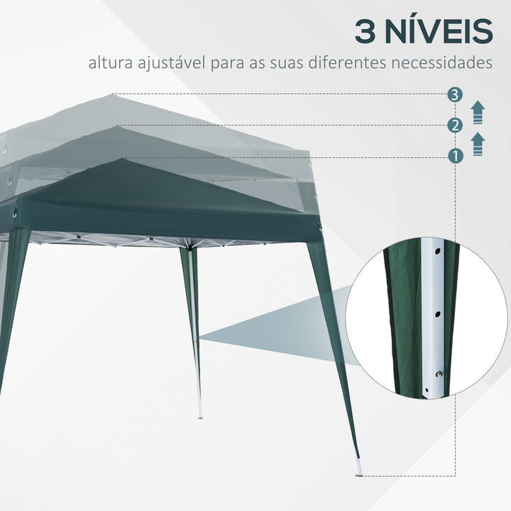 Tenda Dobrável 297x297x250 cm Tenda para Jardim Campismo Festas Eventos Aço e Oxford Verde
