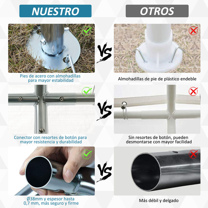 Tenda de Garagem para Carros 4x4m Portátil Impermeável Tenda de Jardim Pátio Exterior com Acessórios para Eventos Festas Metal Galvanizado Branco
