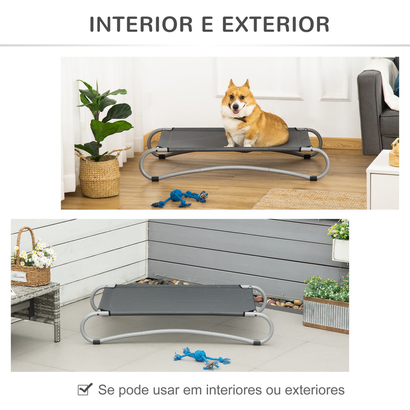 Cama Elevada para Cães Pequenos Médios Cama para Animais de Estimação com Tecido de Malha Respirável Estrutura Curvada de Aço para Interior e Exterior 110x60x20cm Cinza