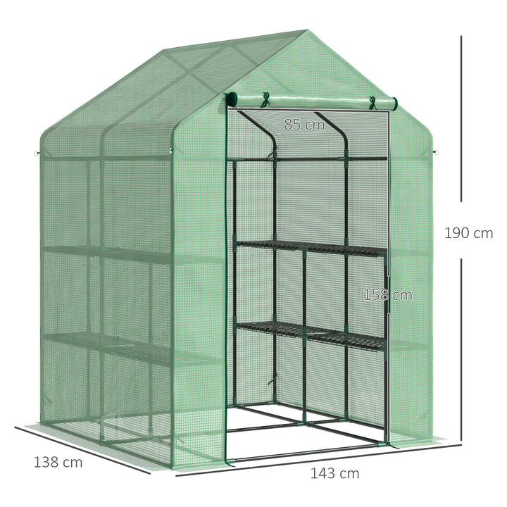 Estufa de Jardim Estufa para Plantas com Prateleiras 143x138x190cm Estrutura de Aço Jardinagem Verde
