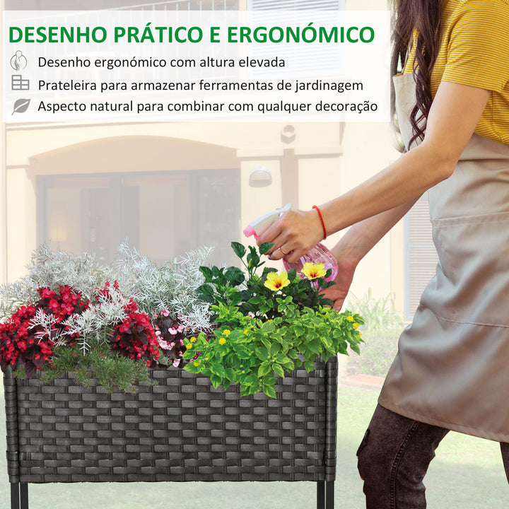 Floreira retangular para balcão com prateleira 70x30x72 cm