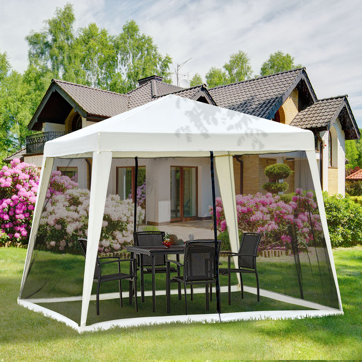 Tenda de Jardim 3x3m Tenda com 4 Partes Laterais Rede Mosquiteira com Zíper Proteção UV para Patio Bege