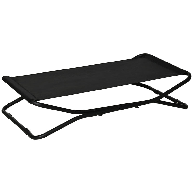 Cama Elevada para Cães Dobrável Cama para Animais de Estimação Pequenos e Médios com Tecido de Malha Respirável Estrutura de Aço para Interior e Exterior 111x65,5x19cm Preto