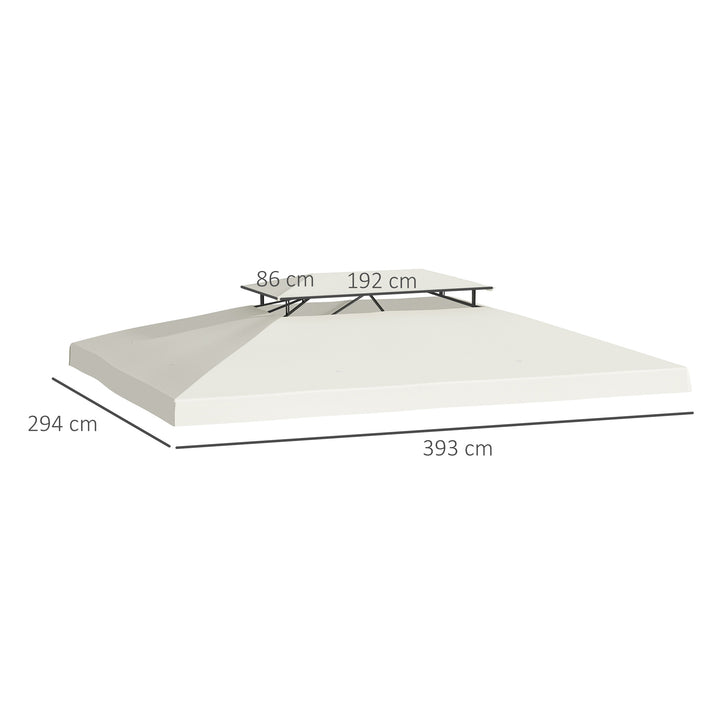 Toldo de Substituição 4x3m para Pérgola de Jardim Cobertura de Substituição para Pérgola de 2 Níveis Respirável com 8 Orifícios de Drenagem para Pátio Exterior Bege