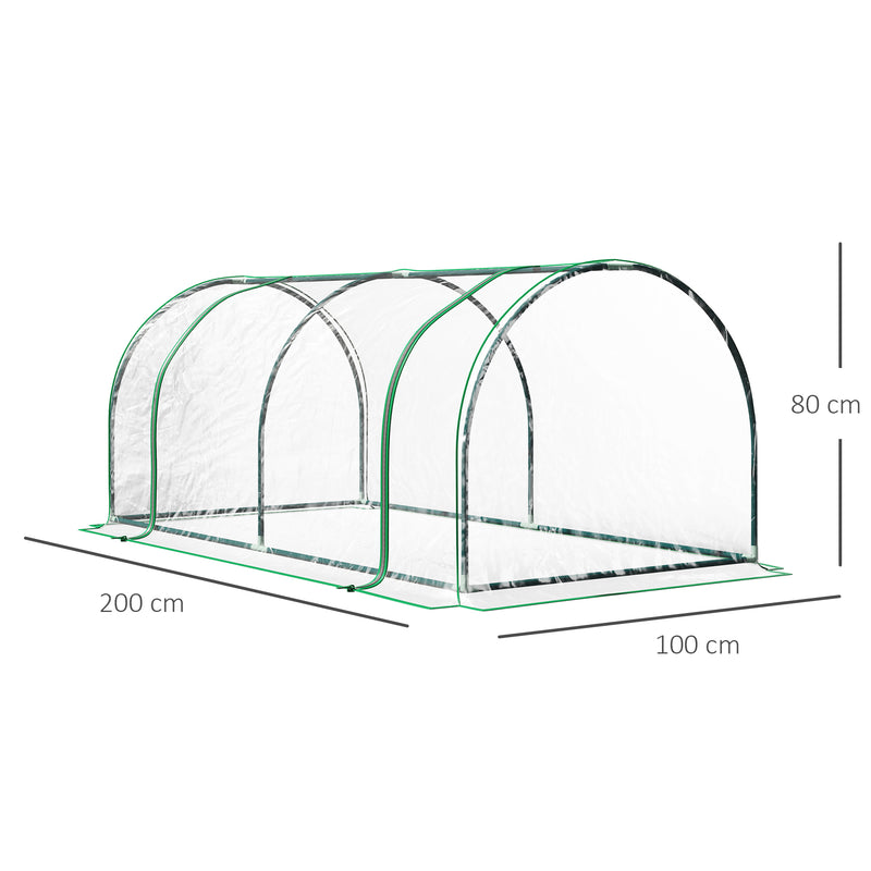 Estufa 200x100x80cm para Jardim Terraço Cultivo de Plantas Estufa com Estrutura de Aço Cobertura PVC Transparente