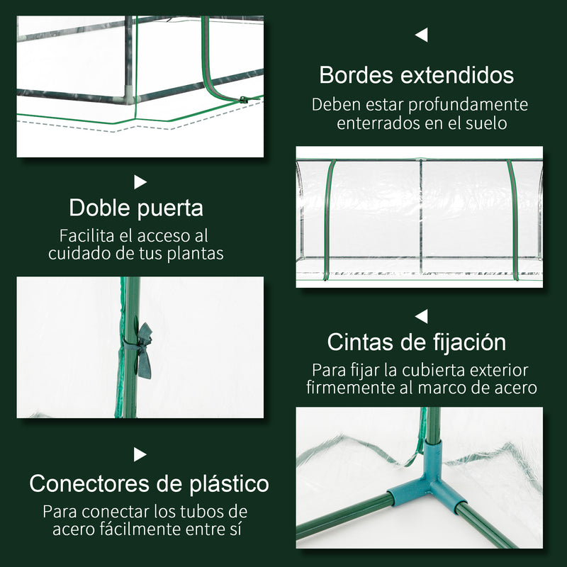 Estufa 200x100x80cm para Jardim Terraço Cultivo de Plantas Estufa com Estrutura de Aço Cobertura PVC Transparente