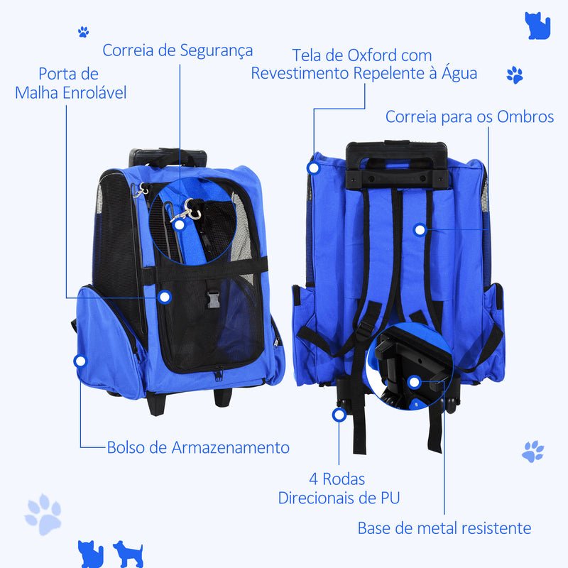 Carrinho transporte cães 2 em 1 Mochila Carrinho 36x30x49 cm Mascote Cão Gato