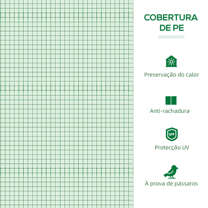 Estufa de Jardim 180x90x70cm Estufa de Jardim com 2 Janelas Enroláveis Cobertura de PE e Estrutura de Metal Estufa para Cultivo de Plantas Flores Verde