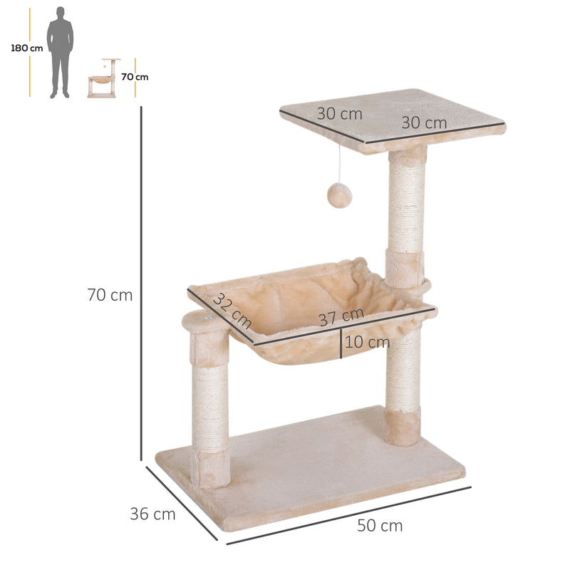 Árvore de raspador grande Raspador para gatos Centro de Atividades Plataforma Cabana de sisal natural 50x36x70cm