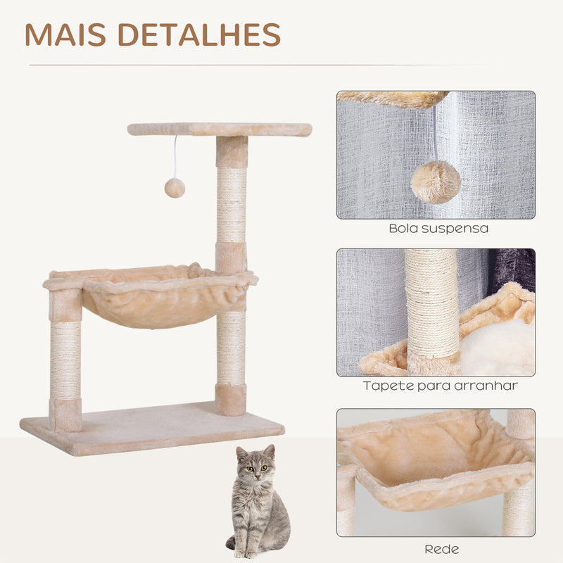 Árvore de raspador grande Raspador para gatos Centro de Atividades Plataforma Cabana de sisal natural 50x36x70cm