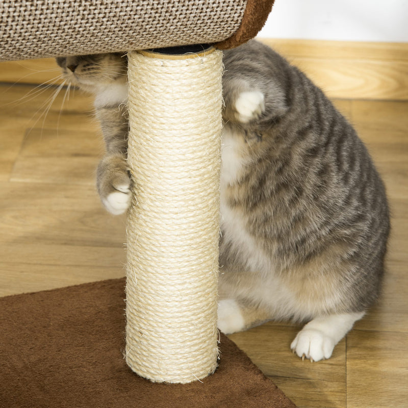 Árvore Arranhador para Gatos Médios Altura 104cm Torre de Escalada para Gatos com Barril Arranhador Plataforma Superior Túnel Poste de Sisal e Bola Suspensa 75x39x104cm Marrom