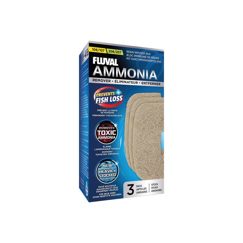 Fluval Almohadilla Elimina Amoniaco 107/207, 3uds