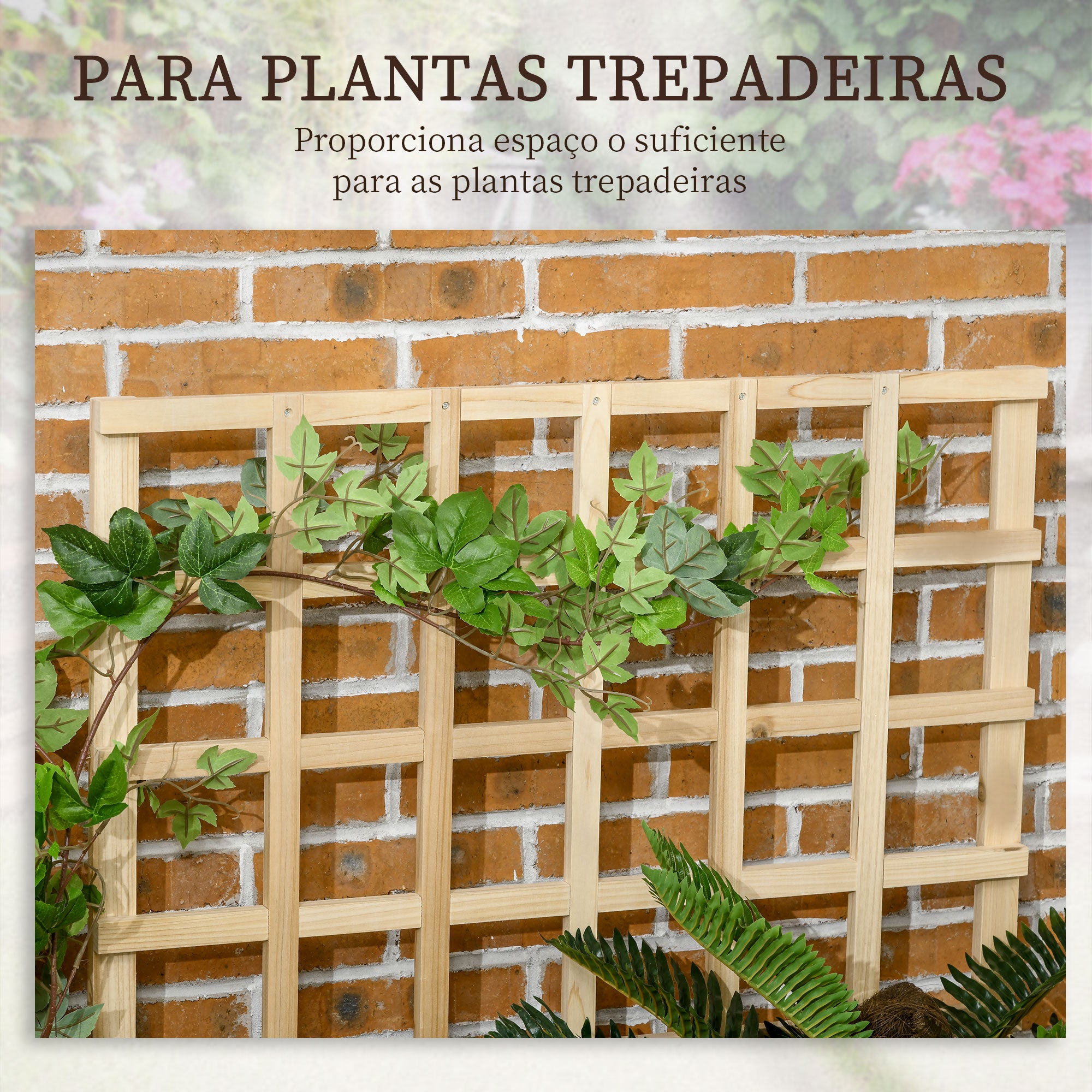 Floreira de 3 Níveis com Treliça Hortal Vertical com Tecido não Tecido para Cultivos de Verduras Flores Ervas 95x95x110 cm Madeira