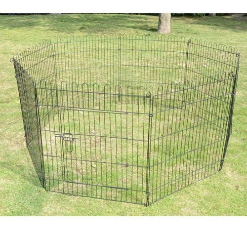 Parque para Cães dobravel entrenamento para animais de estimação Aço Preto ø71 x76 cm