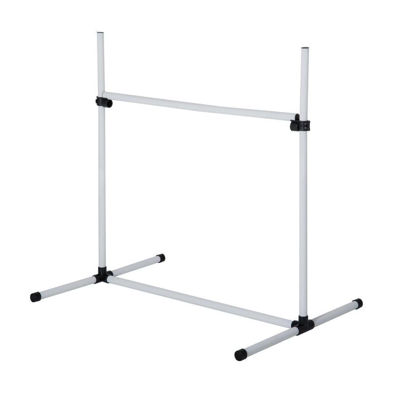 Conjunto de Treinamento de Agilidade para Cães Animais de Estimação 4 Peças Obstáculos de Salto com Altura Ajustável e Bolsa de Transporte para Exteriores 95x65x95cm Branco