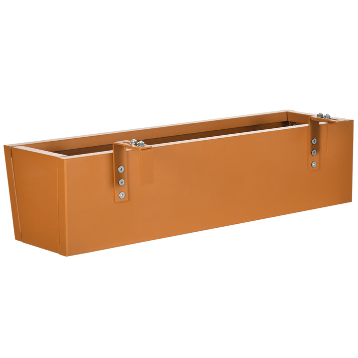 Floreira Suspensa de Aço Floreira Retangular Suspensa com 2 Ganchos Ajustáveis e 2 Orifícios de Drenagem para Varanda Jardim Pátio 91x35x24 cm Marrom