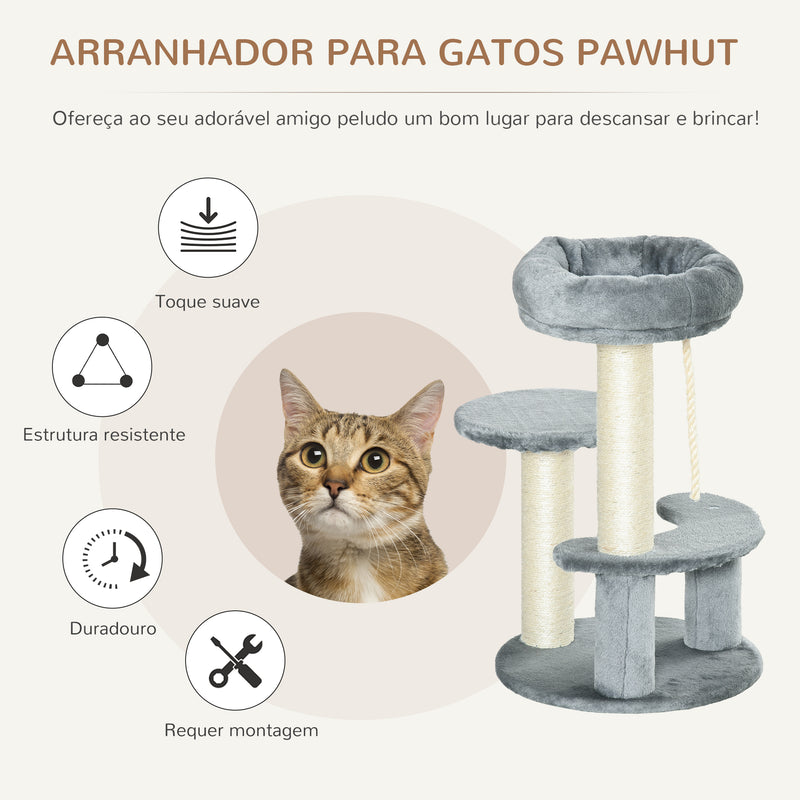 Árvore arranhador para Gatos com Cama de Pelúcia e Postes de Corda de Sisal ?40x65cm