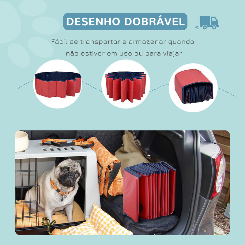 Banheira dobrável para cães piscina para animais de estimação Gatos PVC antiderrapante, resistente ao desgaste, adequada para interiores e exteriores Ø140x30cm Vermelho