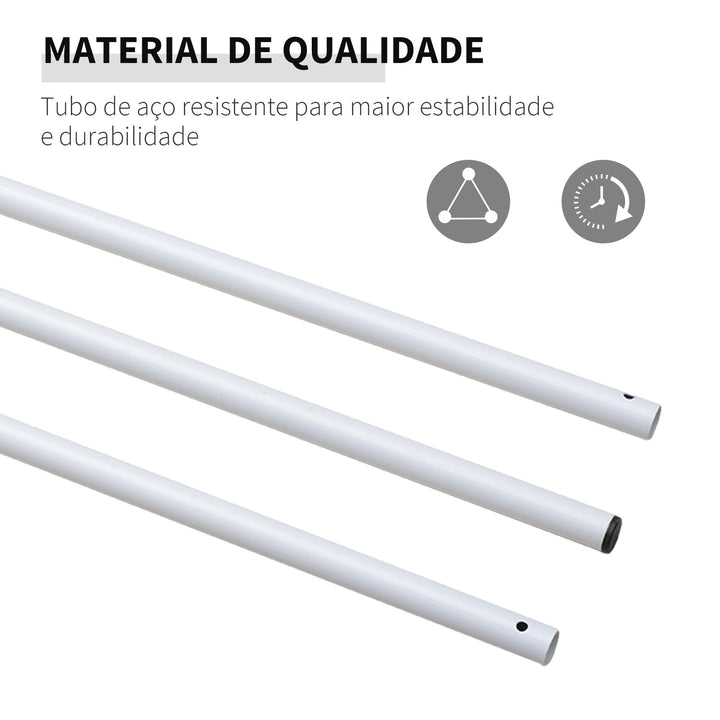 Barra de Apoio para Tendas e Abrigos de Campismo Barra para Tenda de Campismo Fácil de Montar Ø25mmx3m Branco