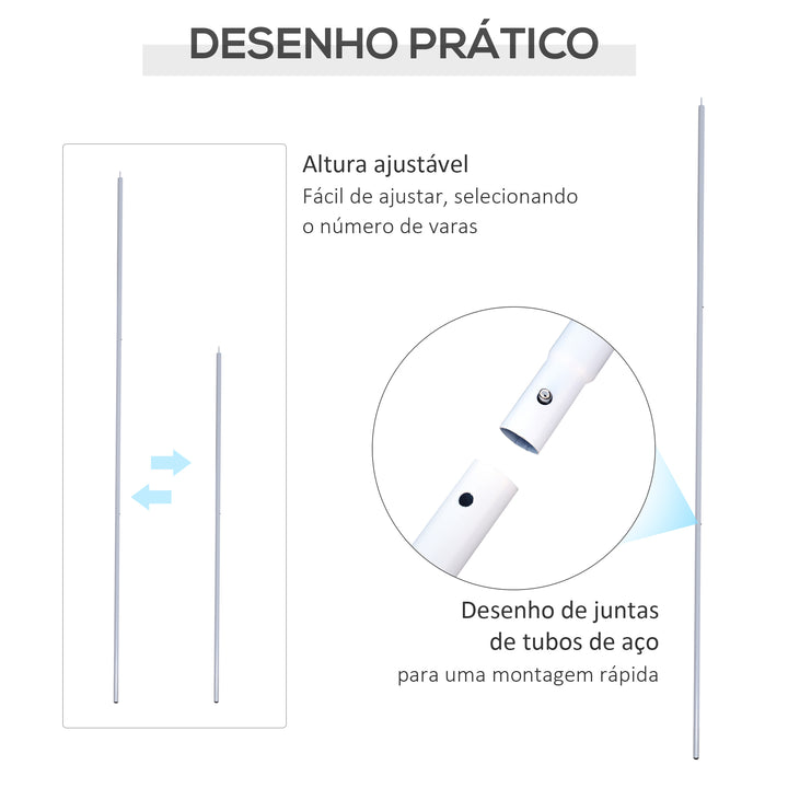Barra de Apoio para Tendas e Abrigos de Campismo Barra para Tenda de Campismo Fácil de Montar Ø25mmx3m Branco