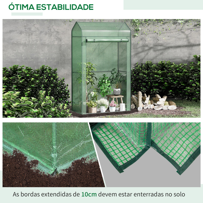 Estufa de Jardim com Porta Enrolável Cobertura de PE e Estrutura de Metal para Cultivos de Plantas Verduras varanda Pátio Exterior 100x51x170cm Verde