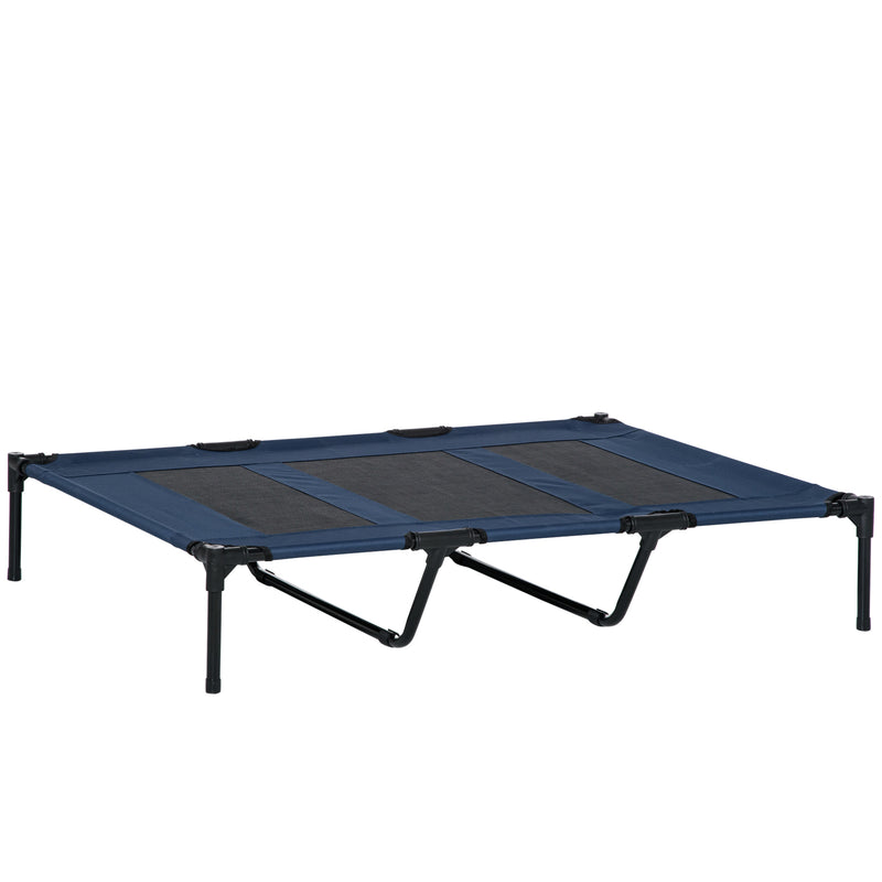 Cama para Animais de Estimação Cama Elevada para Cães Gatos com Tecido Transpirável para Dormir Relaxar Exterior Jardim Terraço 122x91x23cm Azul