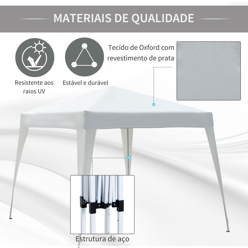 Tenda Dobrável 297x297x250 cm Tenda para Jardim Campismo Festas Eventos Aço e Oxford Branco