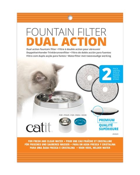 Catit Filtro Doble Acción Fuente Acero Inox, 2 uds