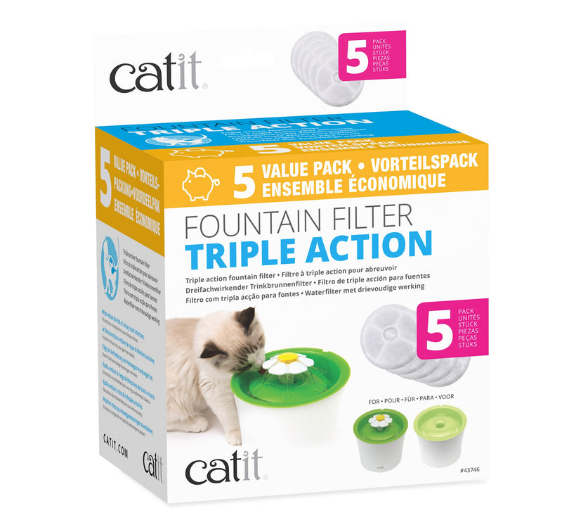 Catit Filtro de Triple Acción para Fuentes, 5 uds