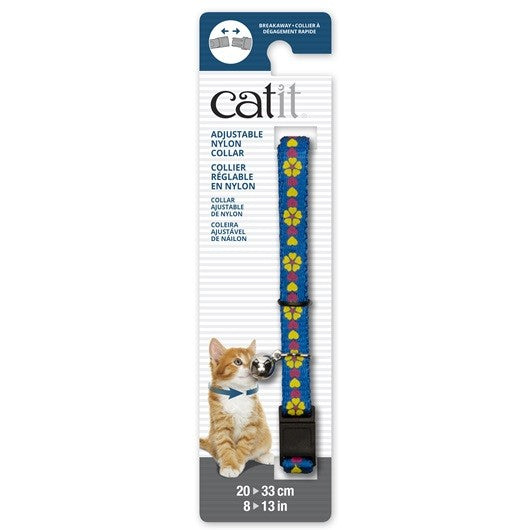 Catit Collar Breakaway, Azul con Flores