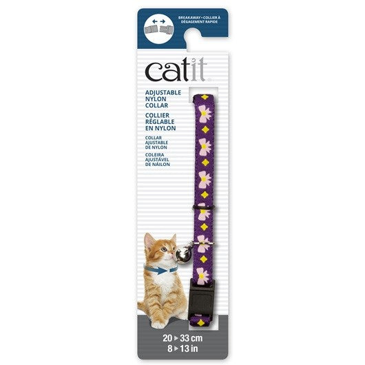 Catit Collar Breakaway, Morado con Lazos Rosas