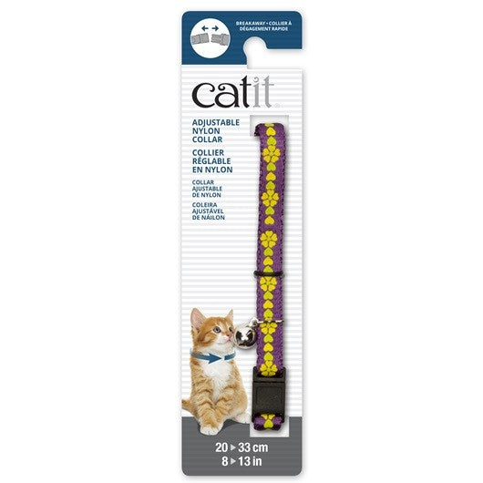 Catit Collar Breakaway, Morado con Flores