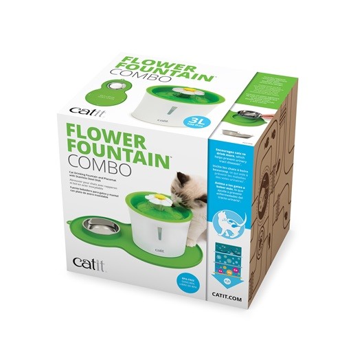 Catit Flower Fountain+Alfombrilla y Comedero, 3L