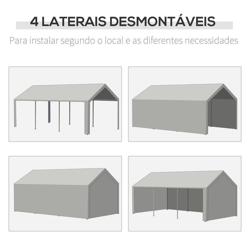 Tenda para Festas 6x3m Tenda de Jardim com 2 Paredes Laterais Removíveis 2 Portas e 6 Janelas com Proteção UV para Eventos Celebrações Branco