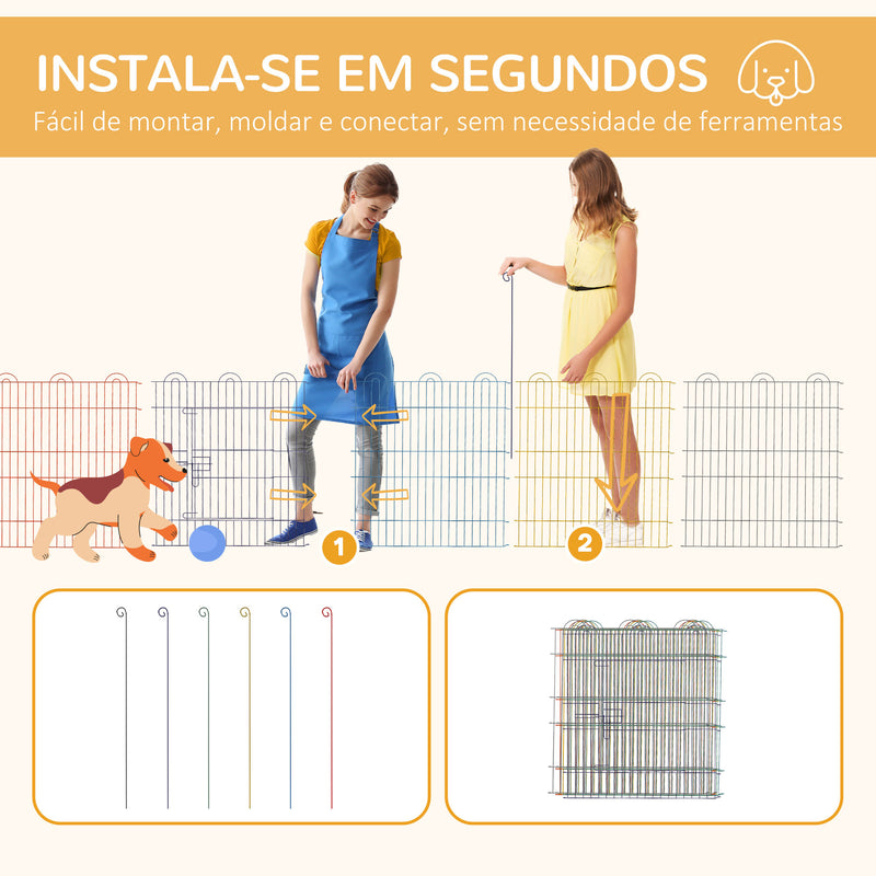 Parque para Animais de Estimação Parque para Cães Dobrável com 6 Painéis para Jardim Pátio Exterior Ø120x60 cm Multicor