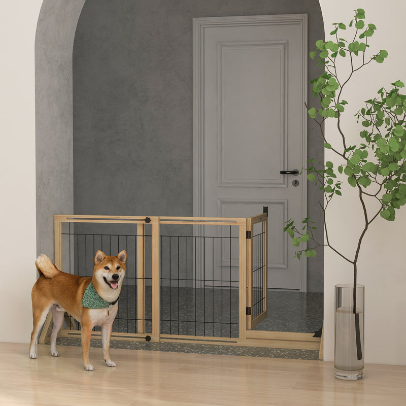 Barreira de Segurança para Cães de Madeira Barreira para Animais de Estimação Extensível de 2 Painéis com Pés de Apoio Triangular para Porta Corredor Escada 112-159x44x70 cm Madeira