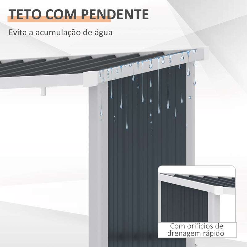 Abrigo para Lenha de Aço Galvanizado Abrigo de Armazenamento de Lenhas com Teto Inclinado para Jardim Terraço Exterior 185x84x133,5/148,5 cm Cinza