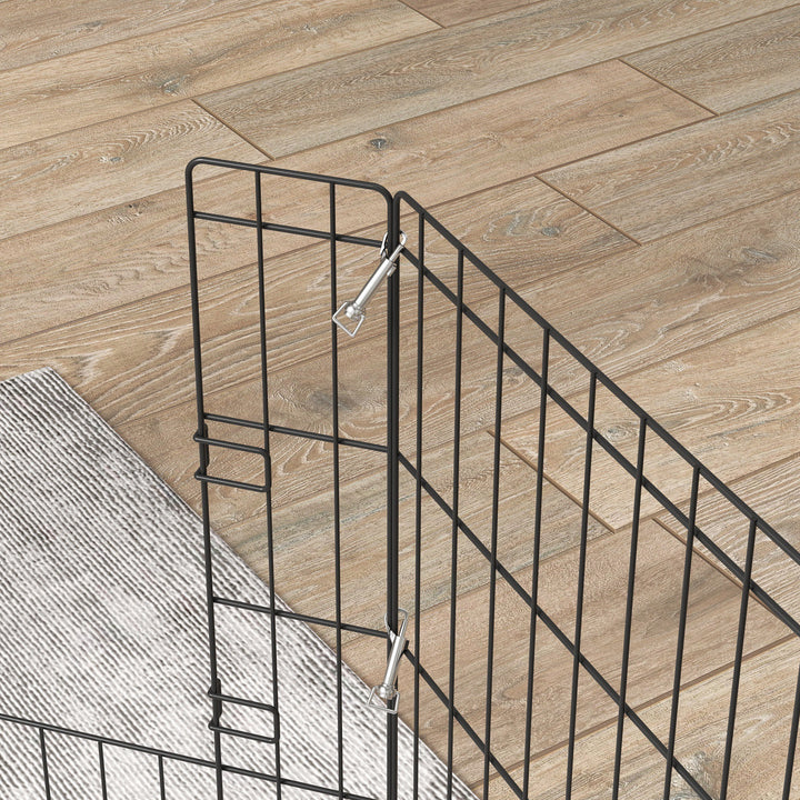 Parque para Cães 8 Painéis 61x61cm Dobráveis Gaiola Metálica para Animais de Estimação com Porta e Dupla Fechadura para Jardim Pátio Exterior Preto