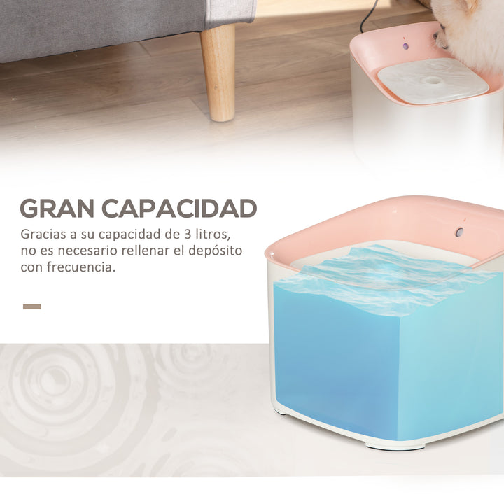 Dispensador de Água para Gatos 3L Fonte de Água Automática para Cães e Gatos com Sensor Infravermelho 3 Modos e Luz Indicadora LED 21x20x18cm Branco e Rosa