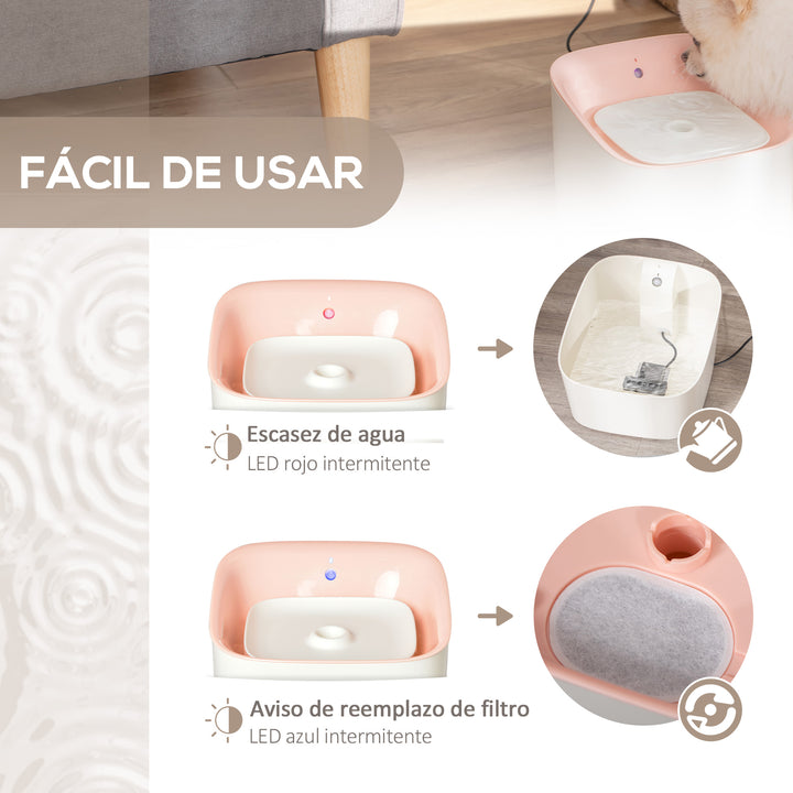 Dispensador de Água para Gatos 3L Fonte de Água Automática para Cães e Gatos com Sensor Infravermelho 3 Modos e Luz Indicadora LED 21x20x18cm Branco e Rosa