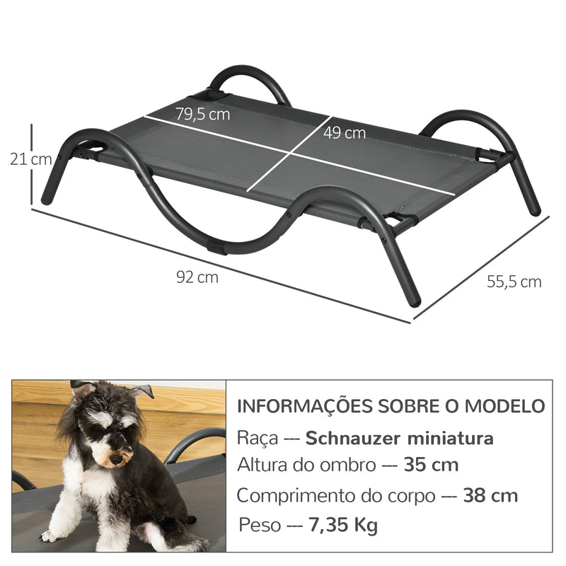 Cama Elevada para Cães Pequenos e Médios Cama para Animais de Estimação com Tecido de Malha Respirável Estrutura Curvada para Interior Exterior 92x55,5x21cm Cinza