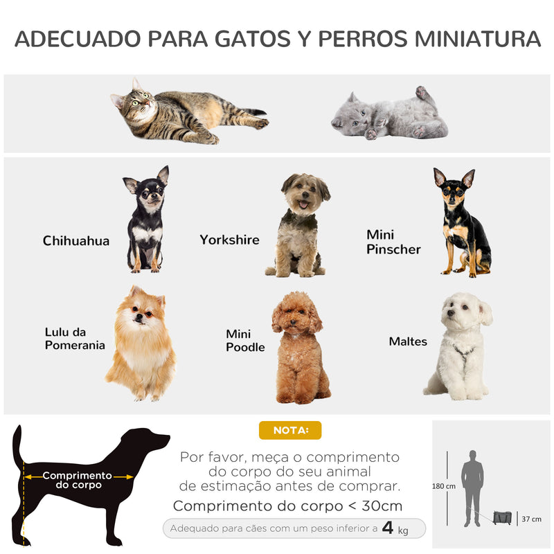 Transportadora para Animais de Estimação 4 em 1 com Rodas Bolsa de Transporte para Cães e Gatos com Cabo Telescópico de Alumínio 50x31x37 cm Cinza