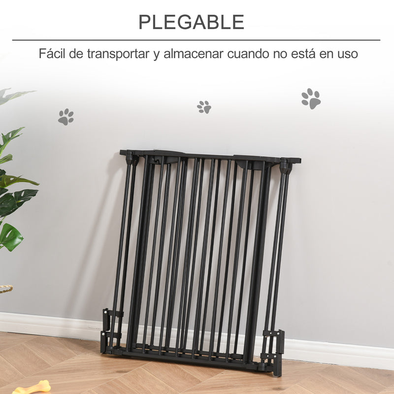 Barreira de Segurança para Animais de Estimação Barreira Dobrável de 3 Painéis com Fechadura Inteligente para Corredor Escada 180x74,5cm Preto