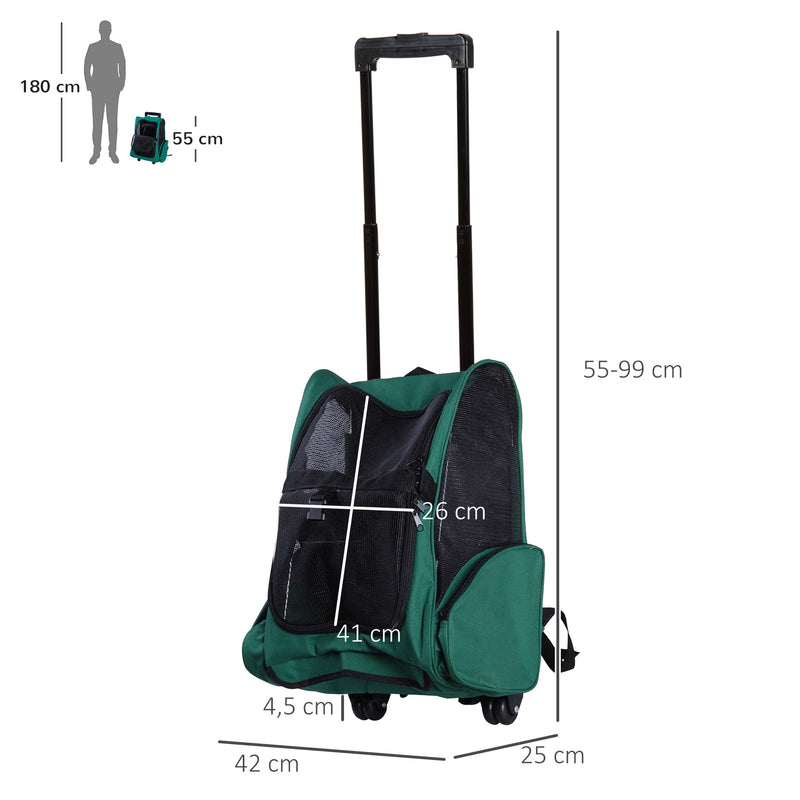 Mochila para cão ou gato Transportadora 2 em 1 Verde e Preto Oxford Aço 35x27x49 cm