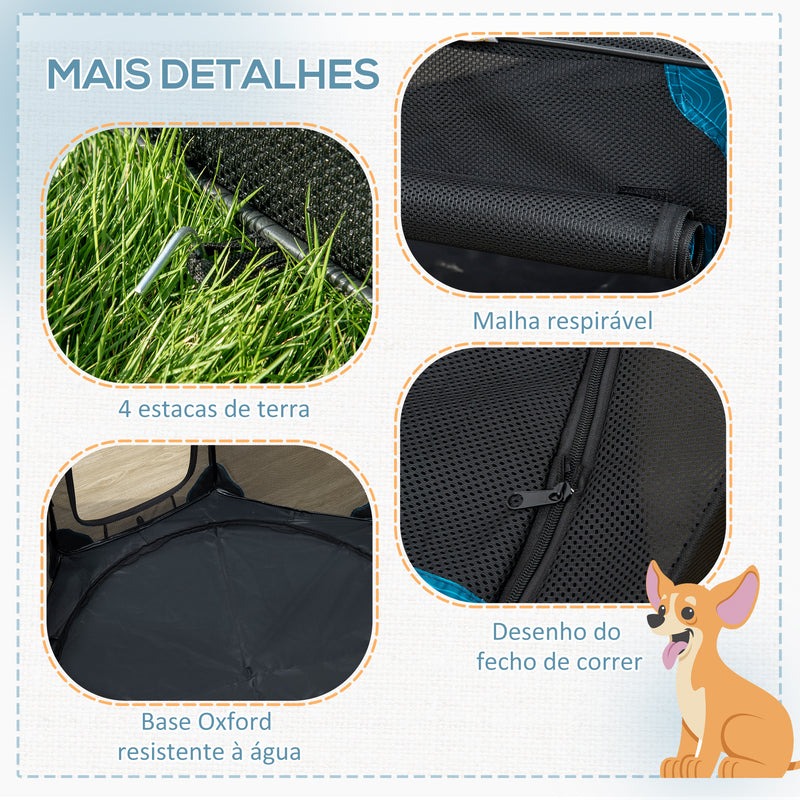 Parque para Cães de 8 Painéis Parque para Animais de Estimação com Bolsa de Transporte Parque Animais Portátil para Gatos Coelhos Ø91x58cm Azul