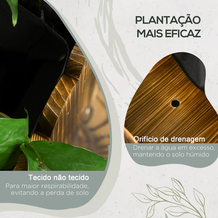 Floreira de Madeira Retangular Floreira de Jardim com Orifício de Drenagem e Tecido não Tecido para Plantas Flores Ervas para Varanda Pátio 80x30x30 cm Marrom