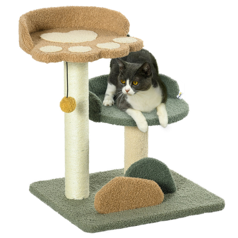 Arranhador para Gatos Pequeno com 52 cm Torre para Gatos Centro de Atividades para Gatos com Cama Poste de Sisal e Bola Suspensa 43x39x52 cm Multicor