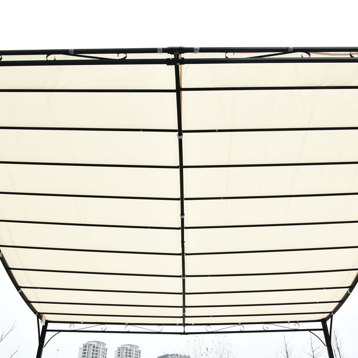 Pérgula de jardim 3x3m Gazebo com Toldo e 4 Furos Drenantes para Pátio Terraço Metal e Poliéster 180 g / m² resistente Creme